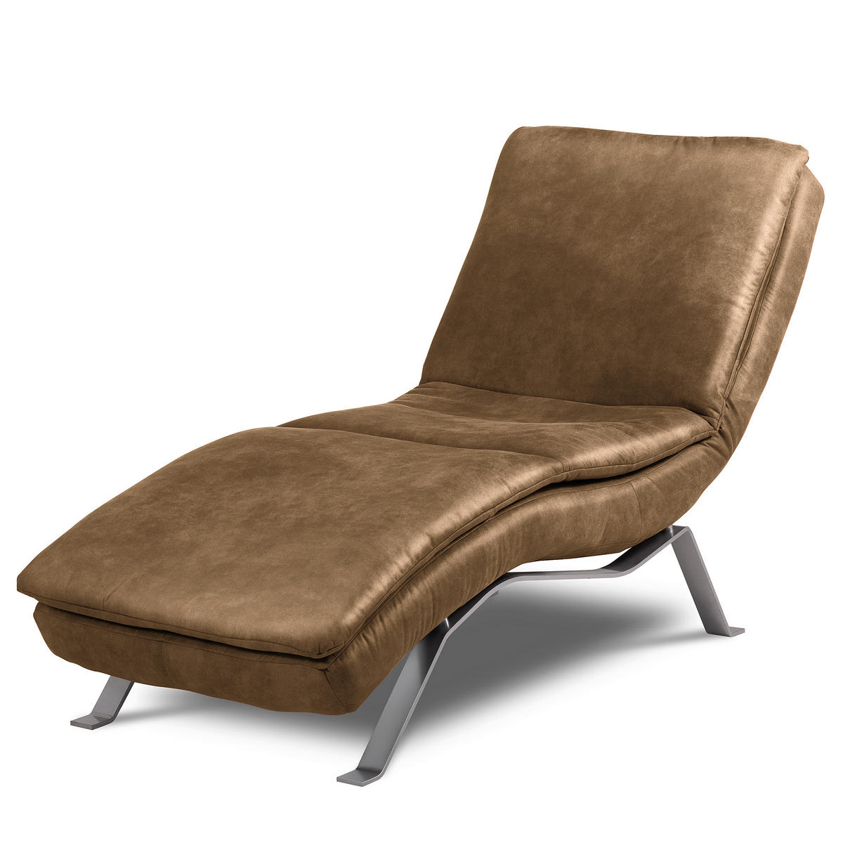 RELAXLIEGE Lederlook Braun  - Silberfarben/Braun, Design, Textil/Metall (65/95/171cm) - Celina Home