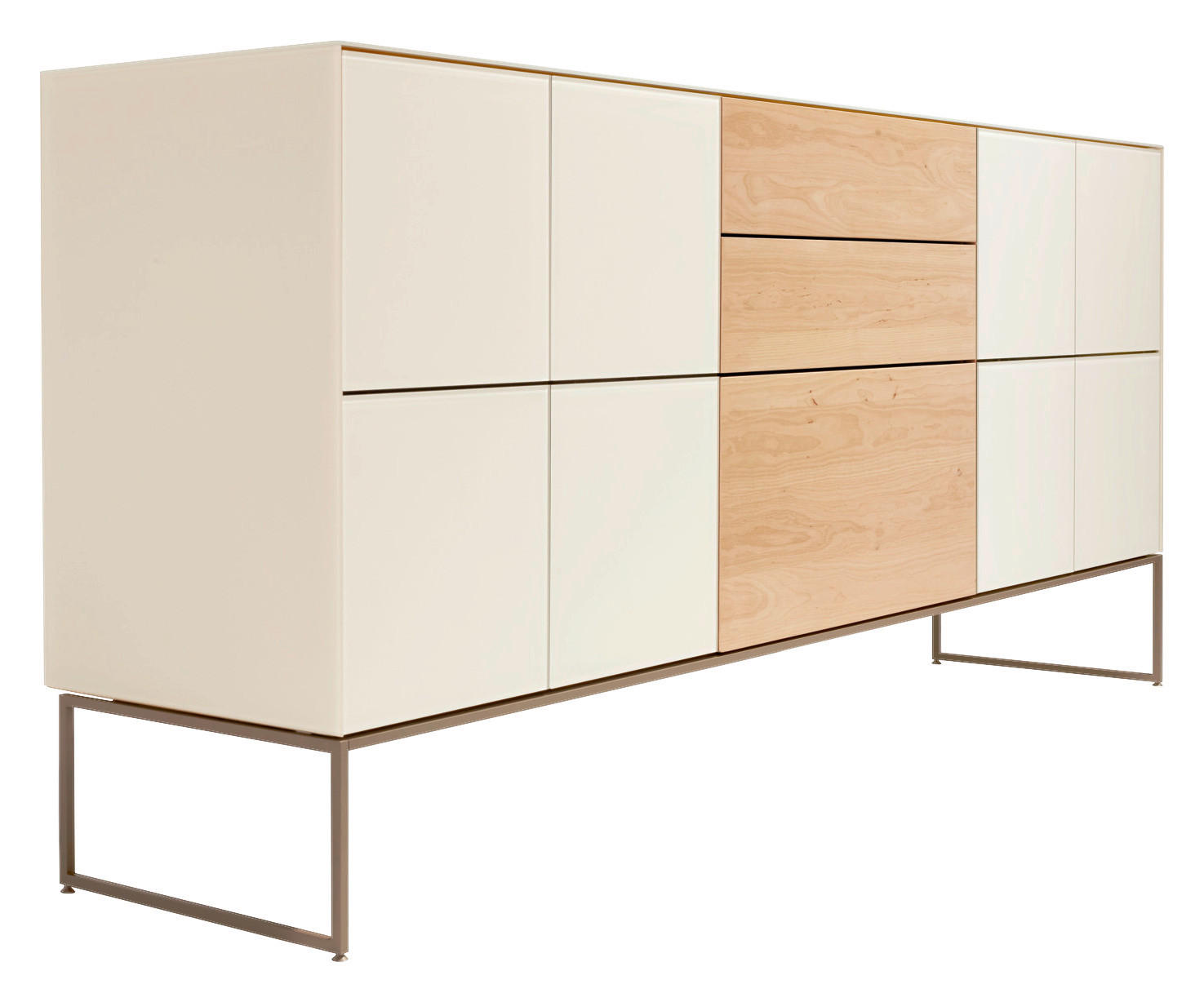 ANRICHTE Weiß, Erlefarben  196,2/85,3/41,9 cm  - Hellbraun/Erlefarben, Design, Glas/Holz (196,2/85,3/41,9cm) - Team 7