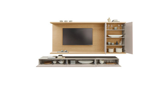 WOHNWAND  in Beige, Eiche Bianco   - Eiche Bianco/Beige, Design, Holz/Holzwerkstoff (349,2/182cm) - Belluti