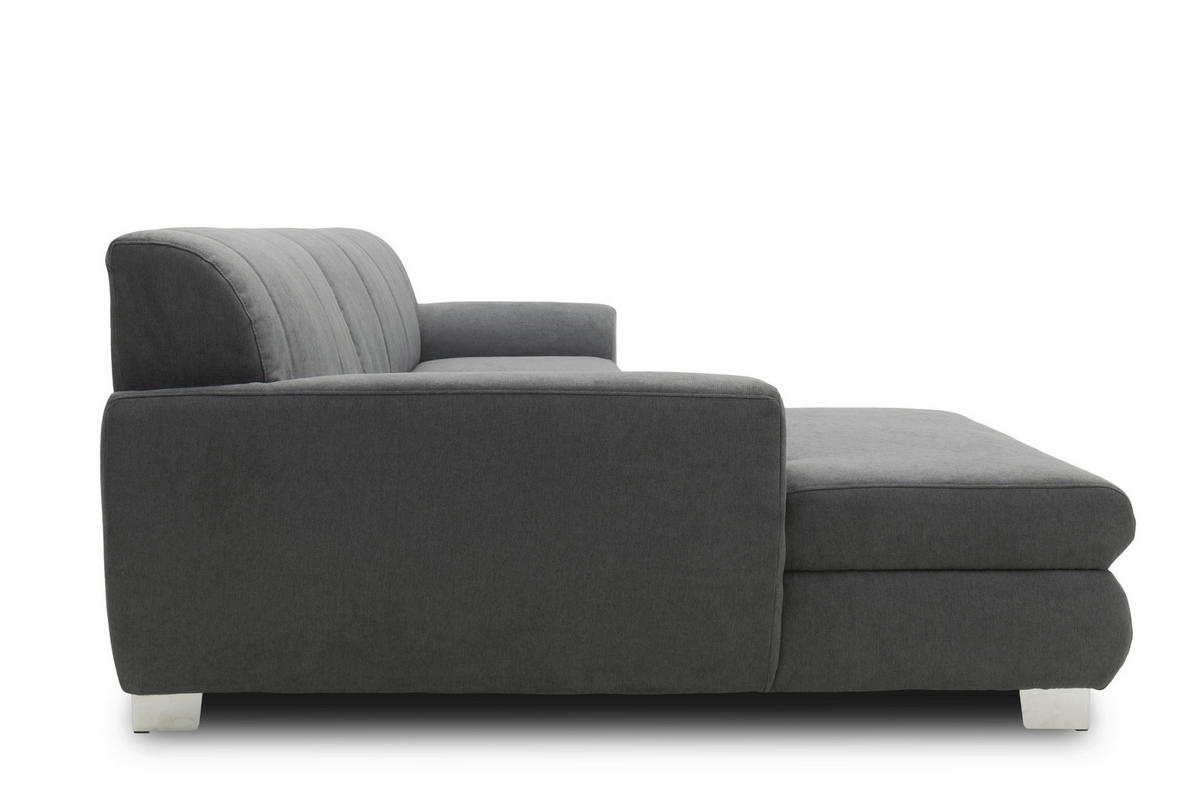 ECKSOFA NIKA Dunkelgrau Webstoff  - Dunkelgrau/Silberfarben, Basics, Holz/Textil (277/156cm) - MID.YOU