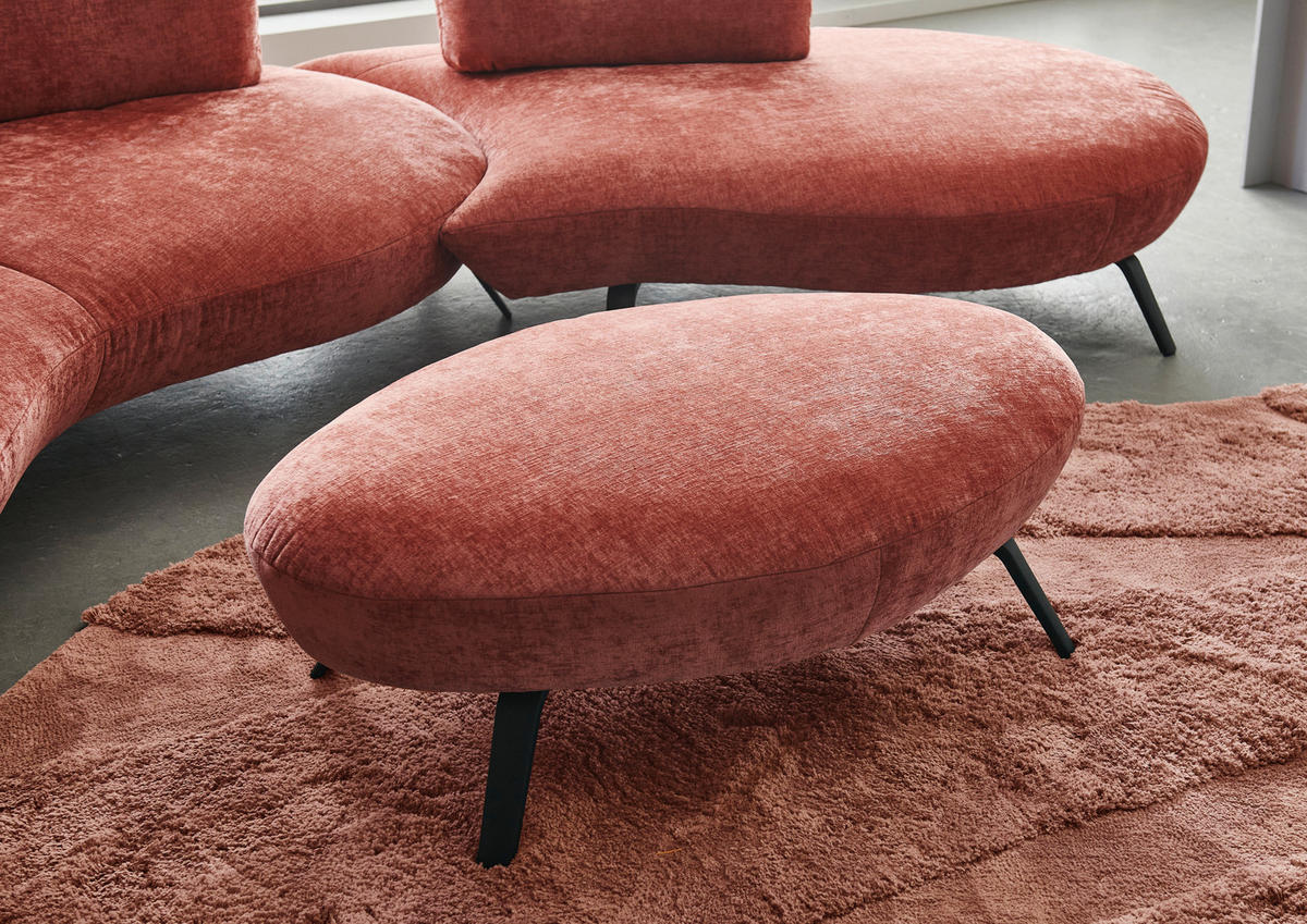 BIGSOFA Flachgewebe Rot  - Rot/Schwarz, Design, Textil/Metall (456/93/138cm) - Moderano