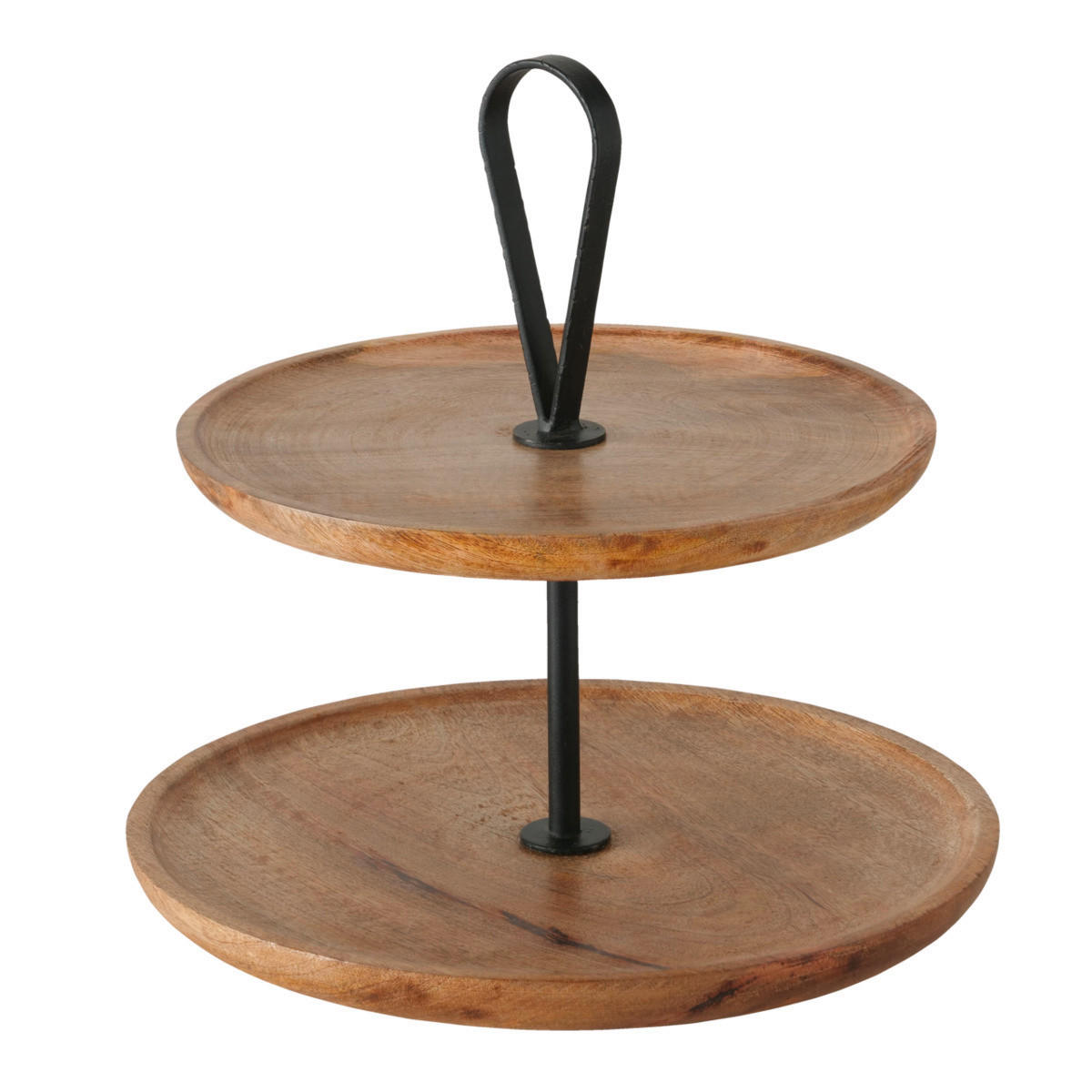 POSCHODOVÝ STOJAN - čierna/prírodná farba, Basics, kov/drevo (35/35/35cm)