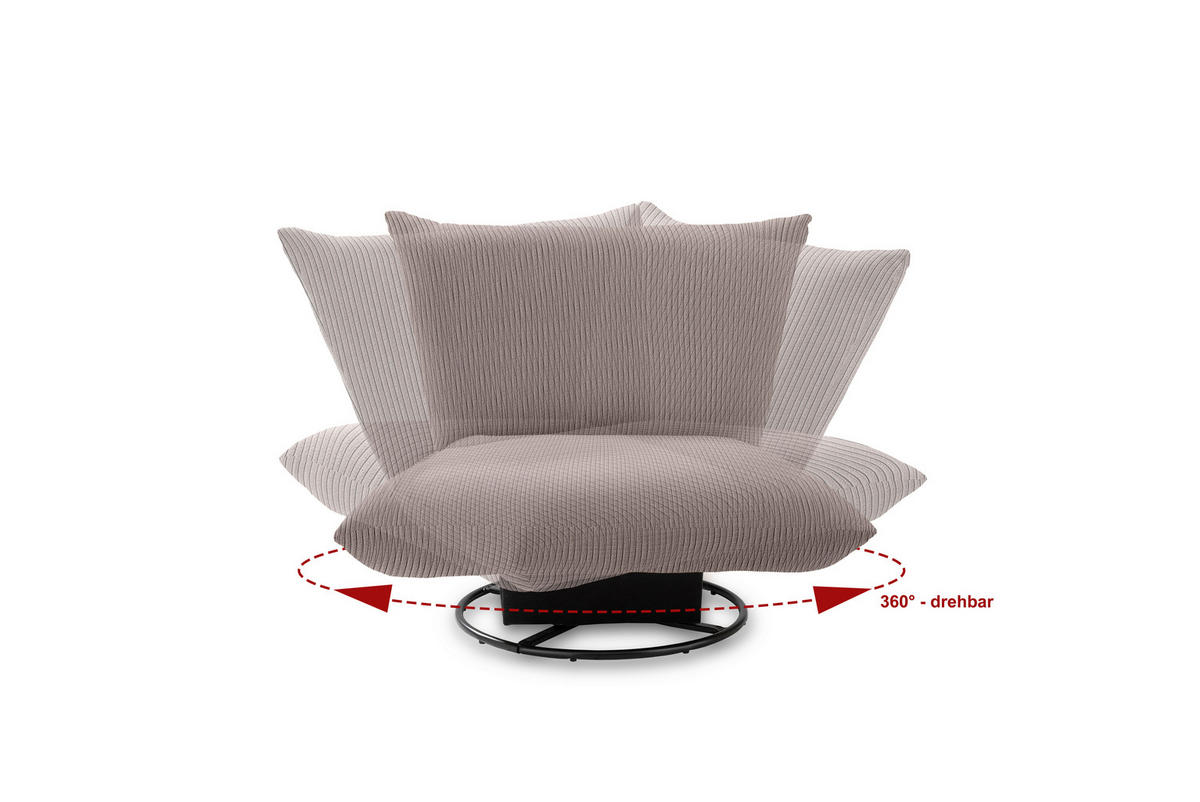 RELAXSESSEL in Textil Graubraun  - Graubraun/Schwarz, Design, Textil/Metall (100/78/96cm) - Livetastic