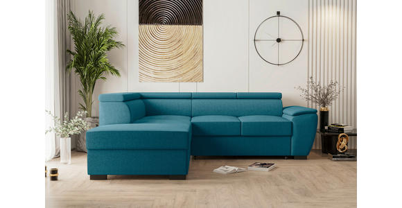 ECKSOFA  in Flachgewebe Petrol  - Petrol/Schwarz, KONVENTIONELL, Kunststoff/Textil (220/266cm) - Carryhome