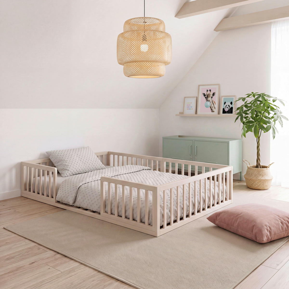 BODENBETT roba Bodenbett, 120/200 cm,  in Kaschmir  - Hellbraun/Kaschmir, Basics, Holzwerkstoff (120/200cm) - Roba