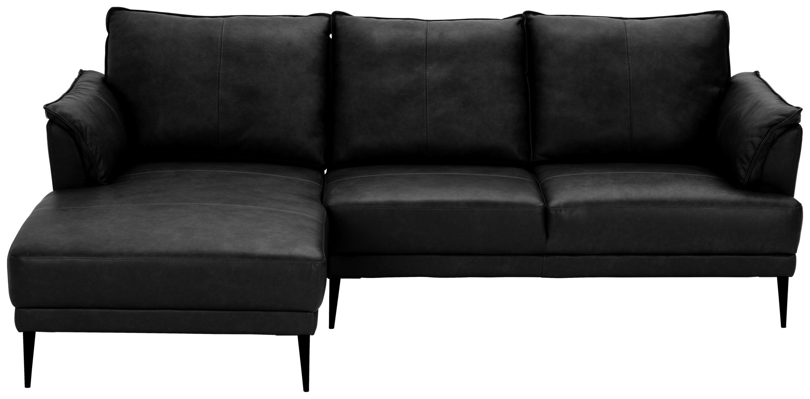 HÖRNSOFFA i äkta läder svart  - svart, Design, metall/läder (153/233cm) - Livetastic