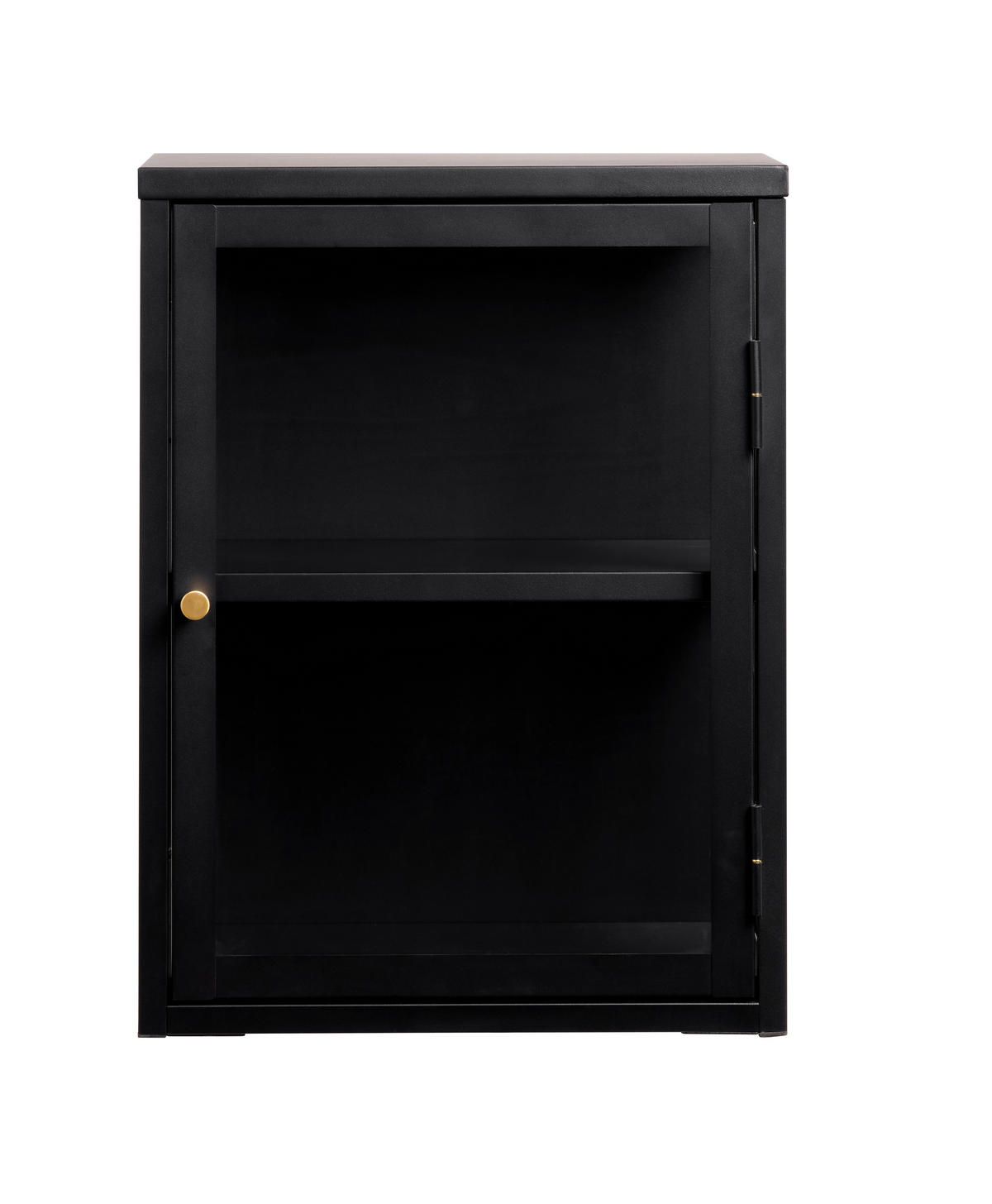 VÄGGHÄNGT VITRINSKÅP svart  45/60/25 cm  - svart/guldfärgad, Trend, metall/glas (45/60/25cm) - Xora