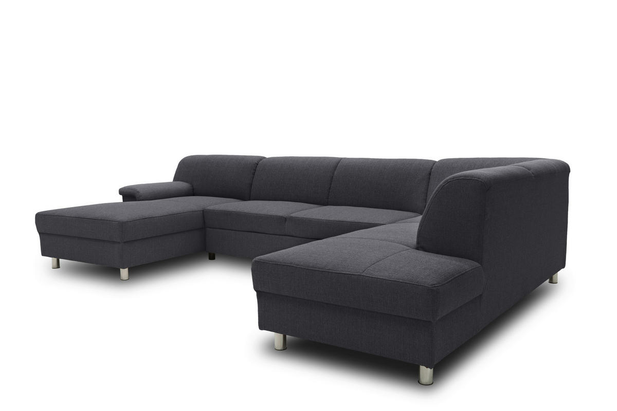 WOHNLANDSCHAFT Schlammfarben Webstoff  - Chromfarben/Schlammfarben, KONVENTIONELL, Textil/Metall (150/308/194cm) - MID.YOU
