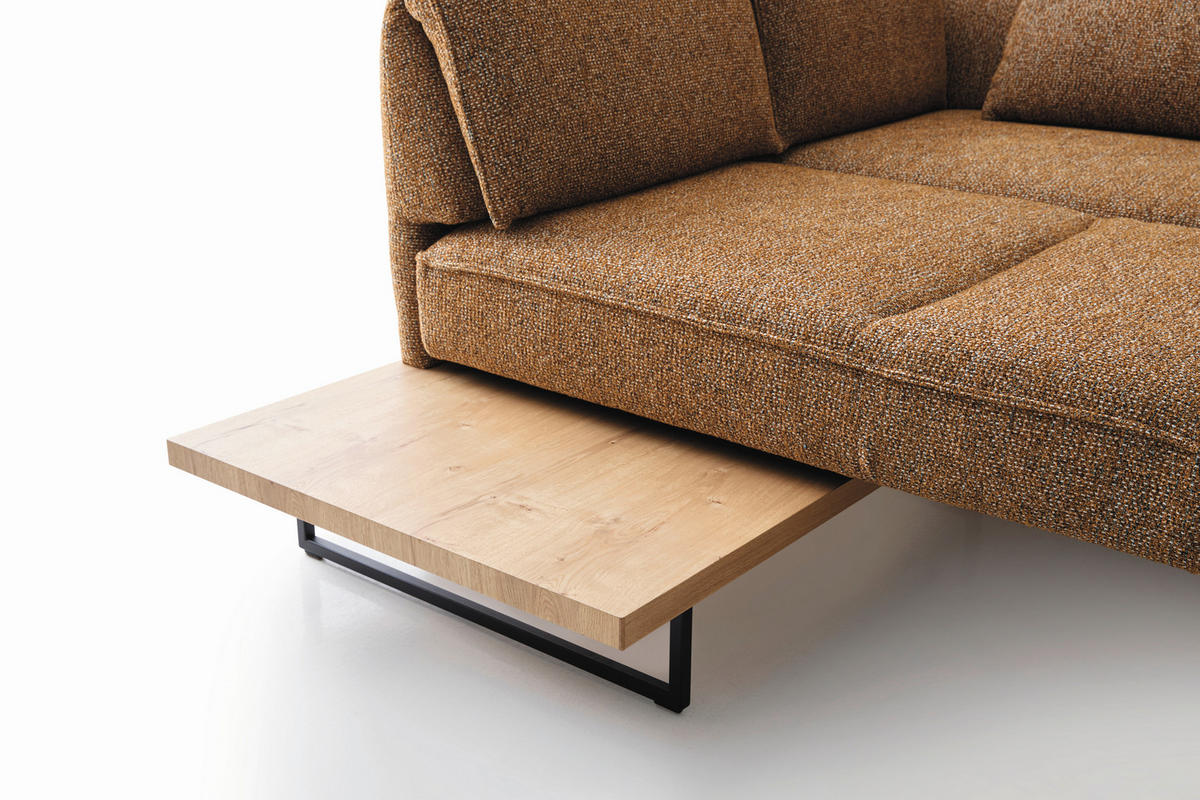 ECKSOFA Dunkelorange Chenille Rücken echt, Armteilverstellung, Relaxfunktion, Drehsitzfunktion  - Dunkelorange/Schwarz, Design, Holz/Textil (209/252cm) - Koinor