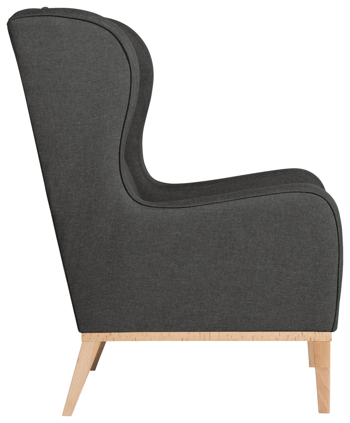 OHRENSESSEL Flachgewebe Anthrazit  - Anthrazit/Naturfarben, KONVENTIONELL, Holz/Textil (66/104/78cm) - Max Winzer