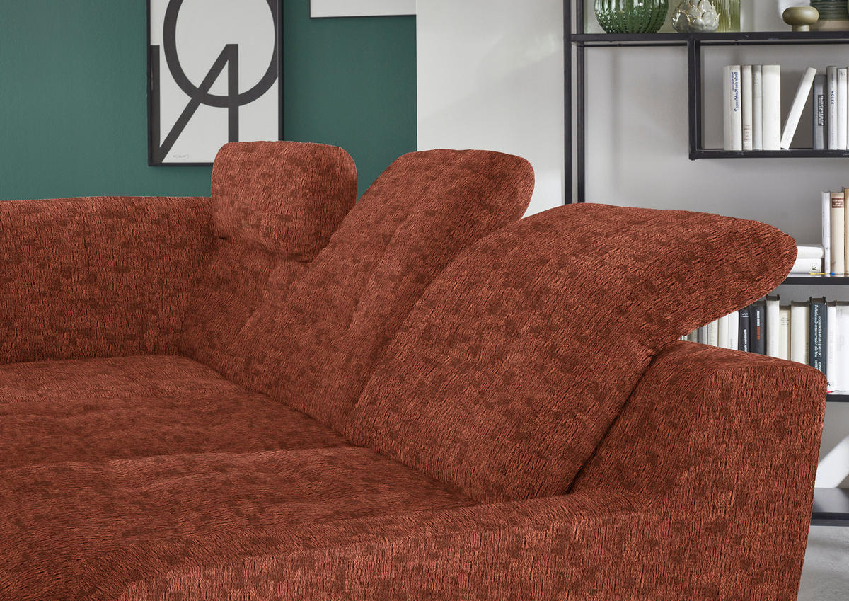 HÖRNSOFFA i chenille rostfärgad  - svart/rostfärgad, Klassisk, metall/textil (200/281cm) - MID.YOU