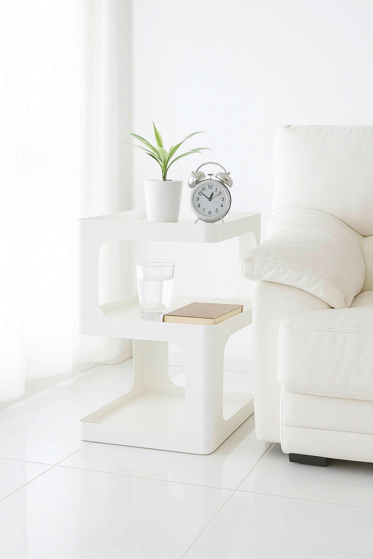 BEISTELLTISCH 35/35/55 cm Weiß  - Weiß, Design, Metall (35/35/55cm) - MID.YOU