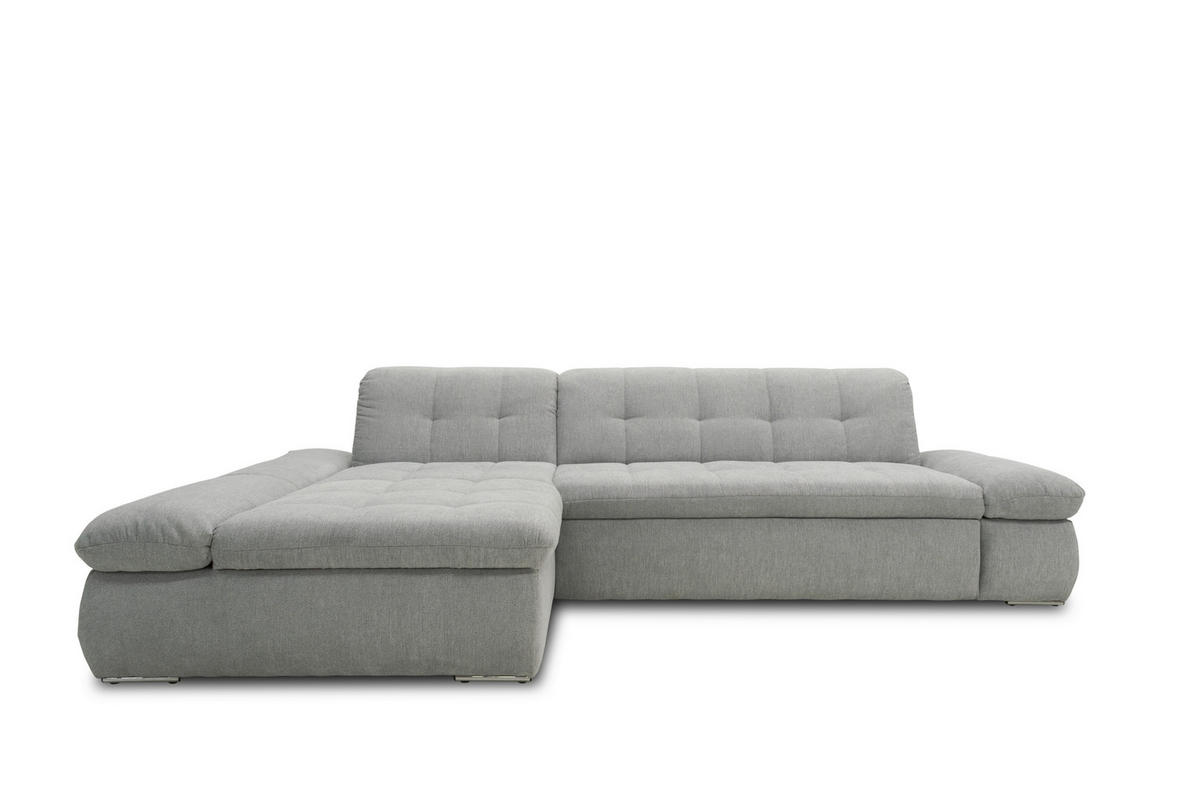 ECKSOFA in Mikrofaser Grau  172/300 cm  - Chromfarben/Grau, KONVENTIONELL, Textil/Metall (172/300cm) - MID.YOU