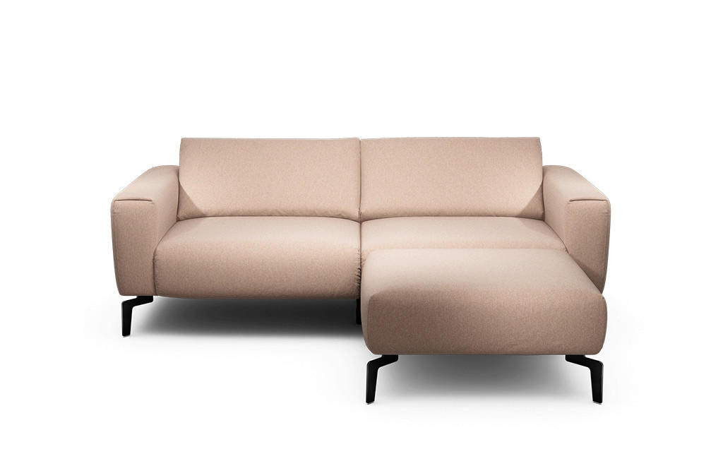 2,5-Sitzer inkl. Hocker Chenille Rosa  - Schwarz/Rosa, Design, Textil/Metall (220/86/86-94cm) - SENSOO