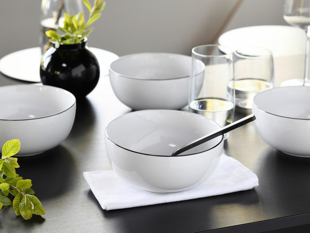 SKÅLSET 4 delar Allround Black Line   - vit/svart, Design, keramik - Creatable