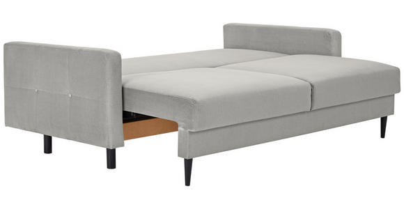 SCHLAFSOFA  in Samt Hellgrau  - Hellgrau/Schwarz, KONVENTIONELL, Holz/Textil (220/95/98cm) - Carryhome