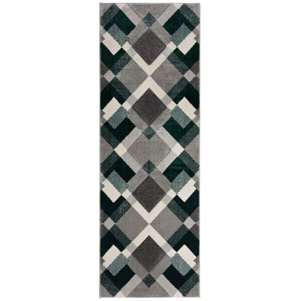 WEBTEPPICH 80/230 cm NIMBUS Grün, Dunkelgrau  - Dunkelgrau/Grün, KONVENTIONELL, Textil (80/230cm)