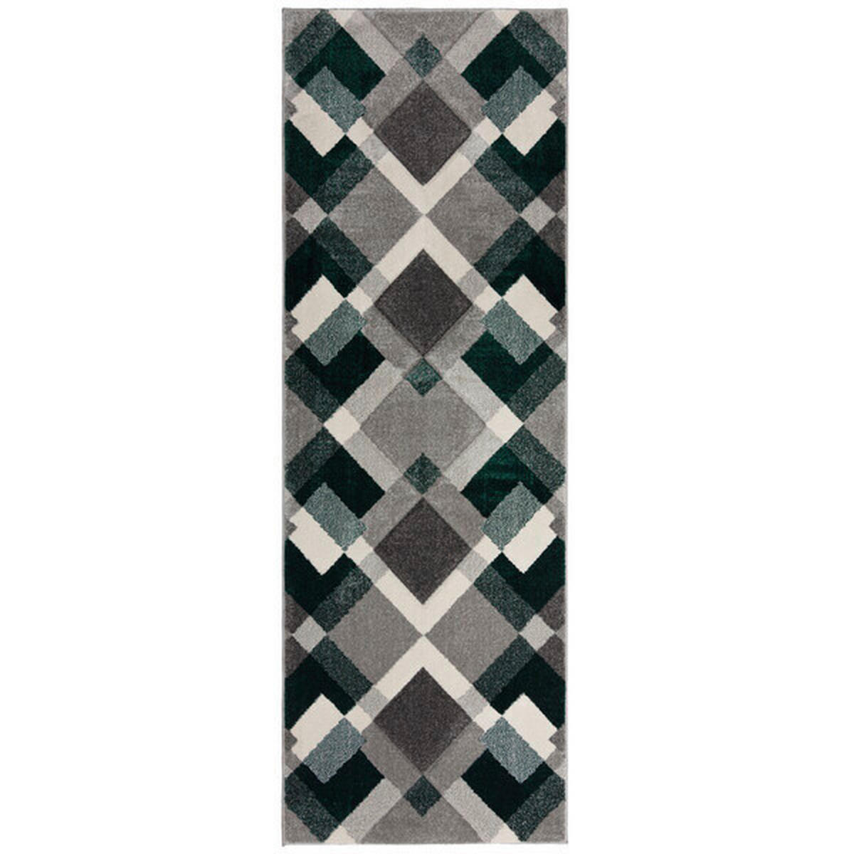 WEBTEPPICH 80/230 cm NIMBUS Grün, Dunkelgrau  - Dunkelgrau/Grün, KONVENTIONELL, Textil (80/230cm)