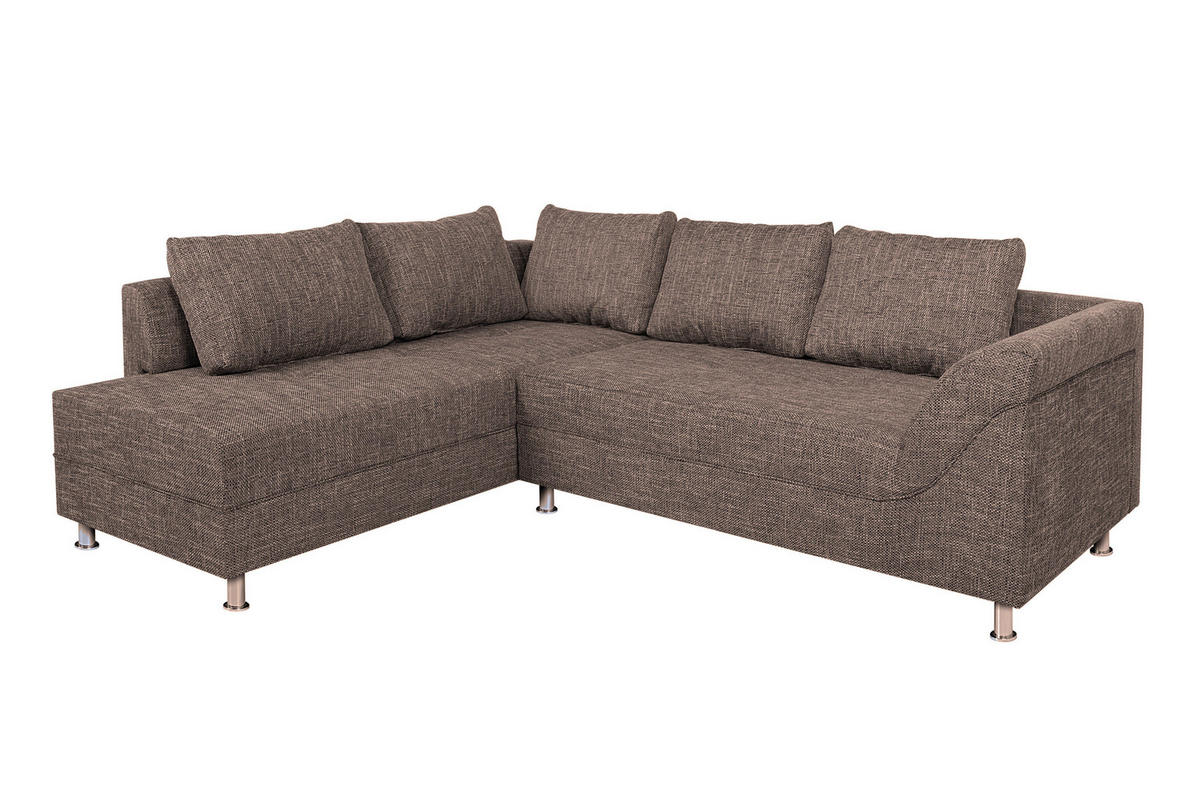 ECKSOFA Cappuccino Webstoff  - Chromfarben/Schwarz, Design, Kunststoff/Textil (200/267cm) - P & B