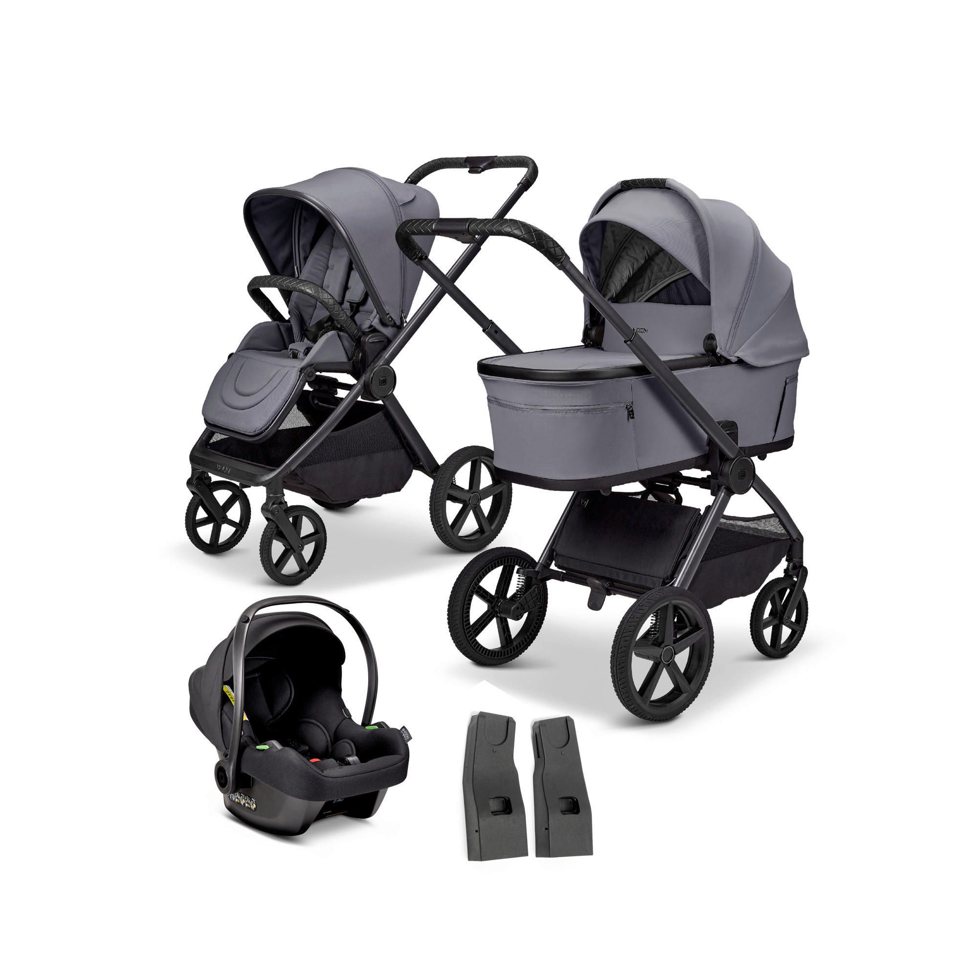 KINDERWAGENSET  GIO FOLD ETPU SET  graphite  - Hellgrau/Grau, Basics, Textil/Metall (120/58/92cm) - Moon Edition