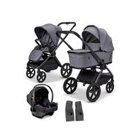 KINDERWAGENSET  GIO FOLD ETPU SET  graphite  - Hellgrau/Grau, Basics, Textil/Metall (120/58/92cm) - Moon Edition