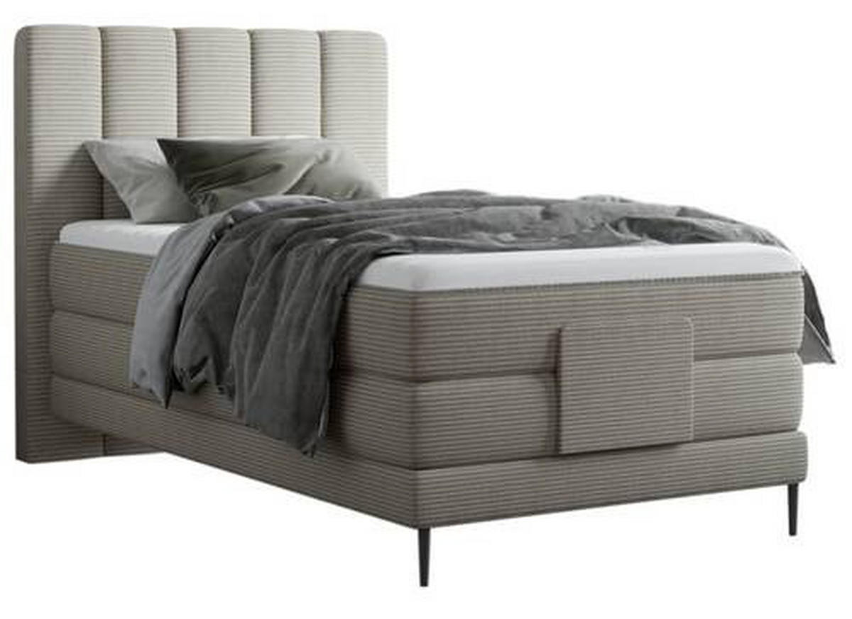 BOXSPRINGBETT 100/200 cm  in Hellgrau  - Hellgrau/Schwarz, Natur, Textil/Metall (100/200cm) - Esposa