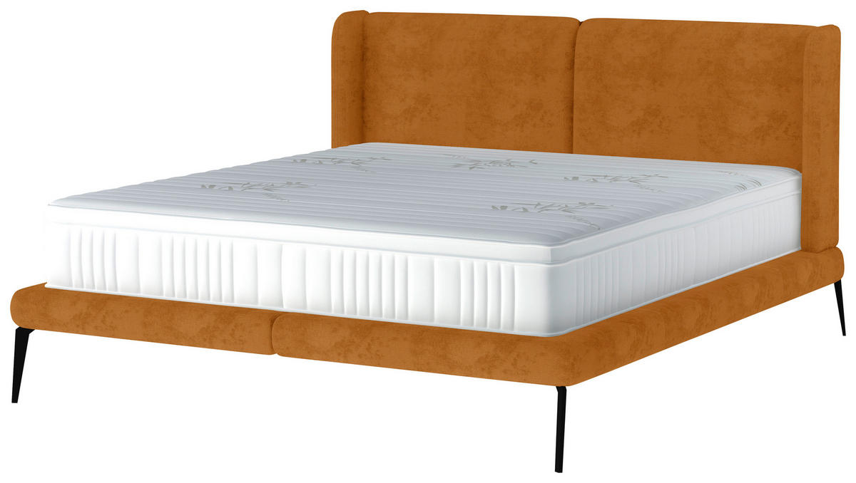 POLSTERBETT 180/200 cm  in Currygelb  - Currygelb/Schwarz, Modern, Textil/Metall (180/200cm) - Livetastic