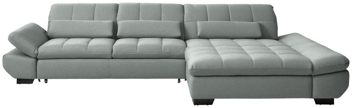 ECKSOFA  in Flachgewebe Mintgrau  341/204 cm  - Mintgrau/Schwarz, Design, Textil/Metall (341/204cm) - Xora