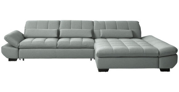 ECKSOFA  in Flachgewebe Mintgrau  341/204 cm  - Mintgrau/Schwarz, Design, Textil/Metall (341/204cm) - Xora