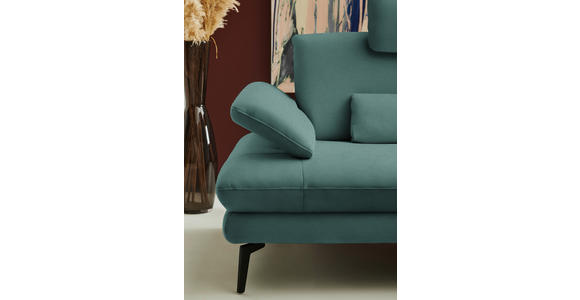 ECKSOFA  in Chenille, Flachgewebe Opal  284/180 cm  - Opal/Schwarz, Design, Textil/Metall (284/180cm) - Dieter Knoll