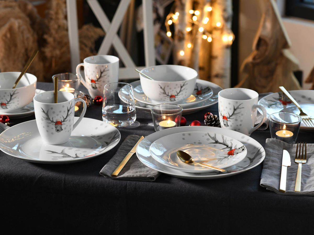 KOMBISERVICE Weiß 18-teilig Hirsch  - Weiß, Basics, Keramik - Creatable