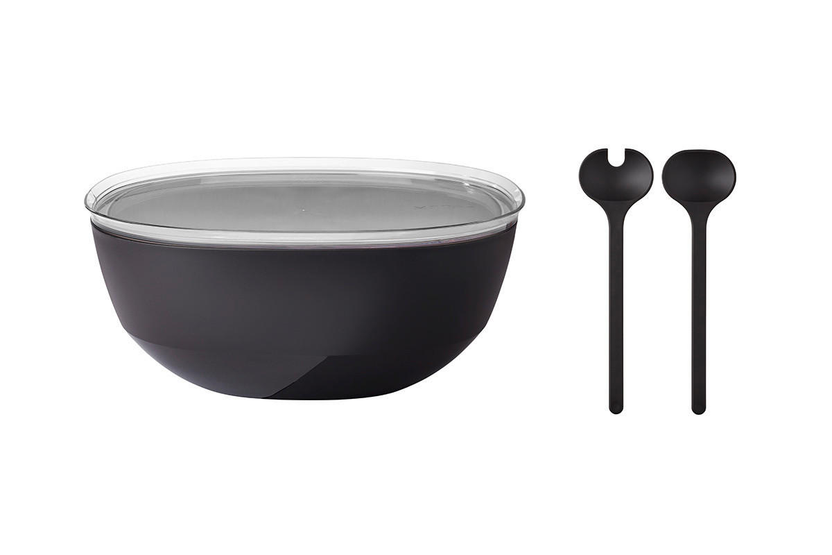 SALATSET  Silueta 2-teilig  - Schwarz, KONVENTIONELL, Kunststoff (30,1/12,7cm) - Mepal