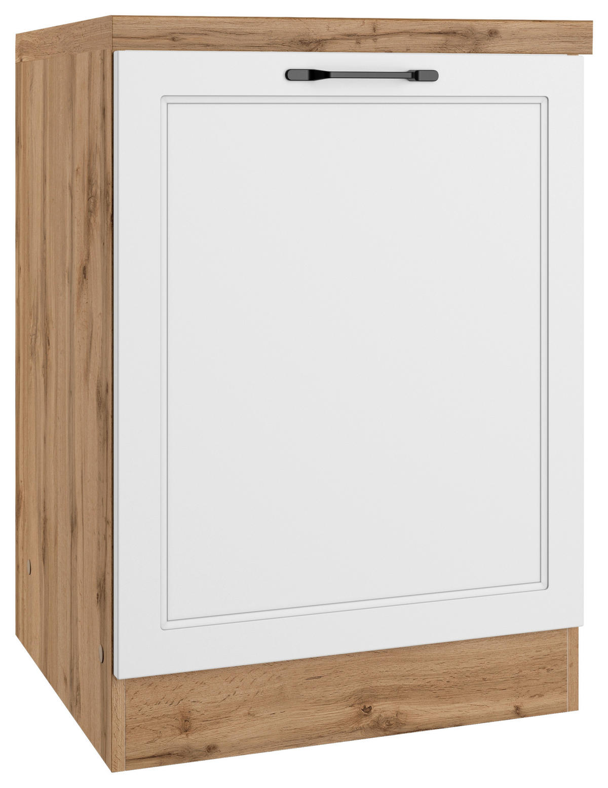 KÜCHENUNTERSCHRANK 60/86/60 cm  in Weiß, Eiche Wotan  - Eiche Wotan/Schwarz, LIFESTYLE, Holzwerkstoff/Metall (60/86/60cm) - Held