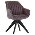 ARMLEHNSTUHL  Sitzfläche 360° drehbar, automatische Rückholfunktion Chenille, Lederlook  - Eichefarben/Anthrazit, KONVENTIONELL, Holz/Textil (60/83/65cm) - Ambia Home