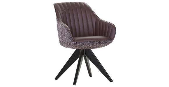 ARMLEHNSTUHL  Sitzfläche 360° drehbar, automatische Rückholfunktion Chenille, Lederlook  - Eichefarben/Anthrazit, KONVENTIONELL, Holz/Textil (60/83/65cm) - Ambia Home