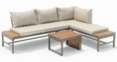 LOUNGE GARNITÚRA   161/67/63 cm  - bézs/akáciaszínű, Modern, textil/fa (161/67/63cm) - Ambia Garden