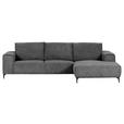 ECKSOFA Dunkelgrau Cord  - Dunkelgrau/Schwarz, KONVENTIONELL, Textil/Metall (285/170cm) - Carryhome