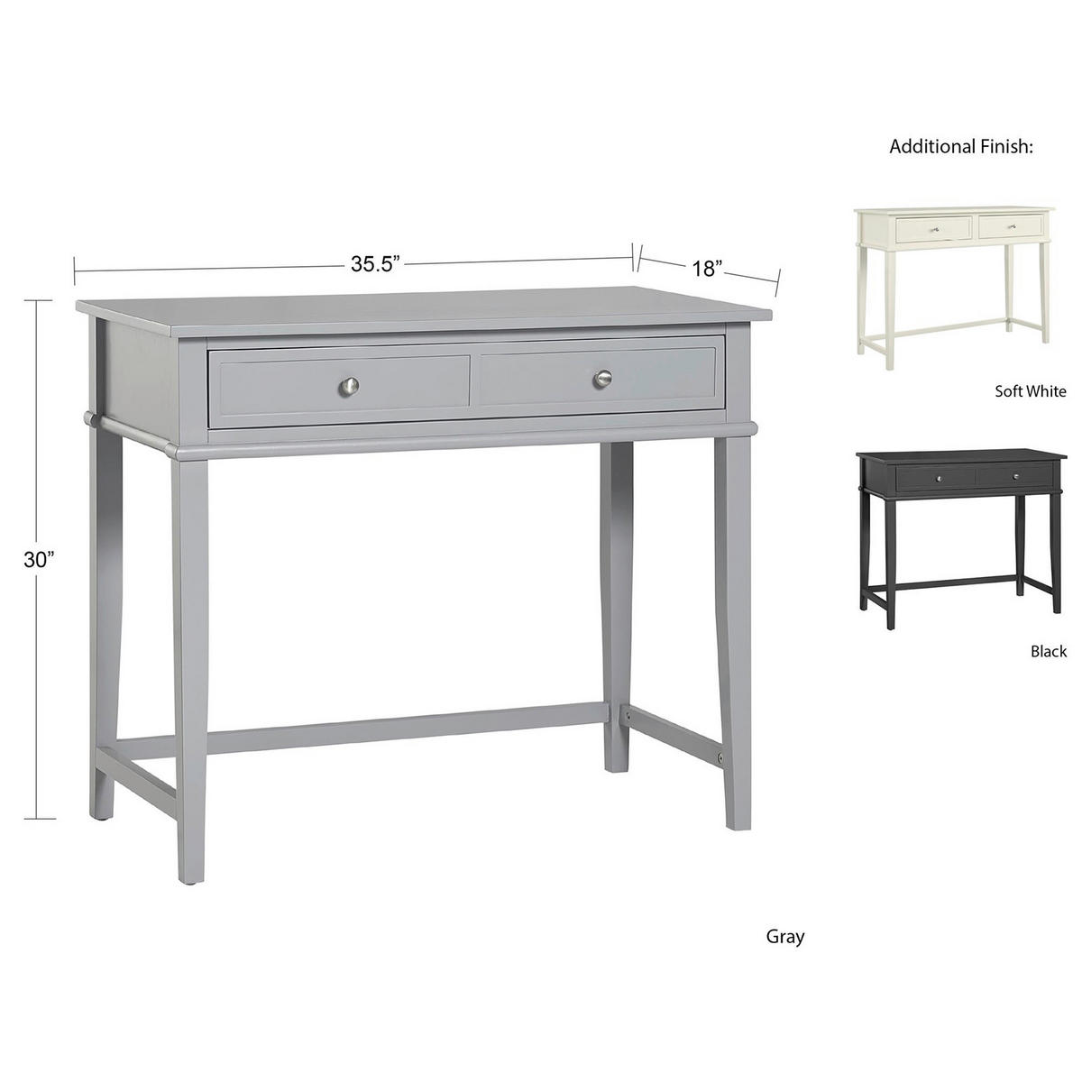 SCHREIBTISCH 89/75/45 cm  in Weiß  - Silberfarben/Weiß, Design, Holzwerkstoff/Metall (89/75/45cm) - MID.YOU