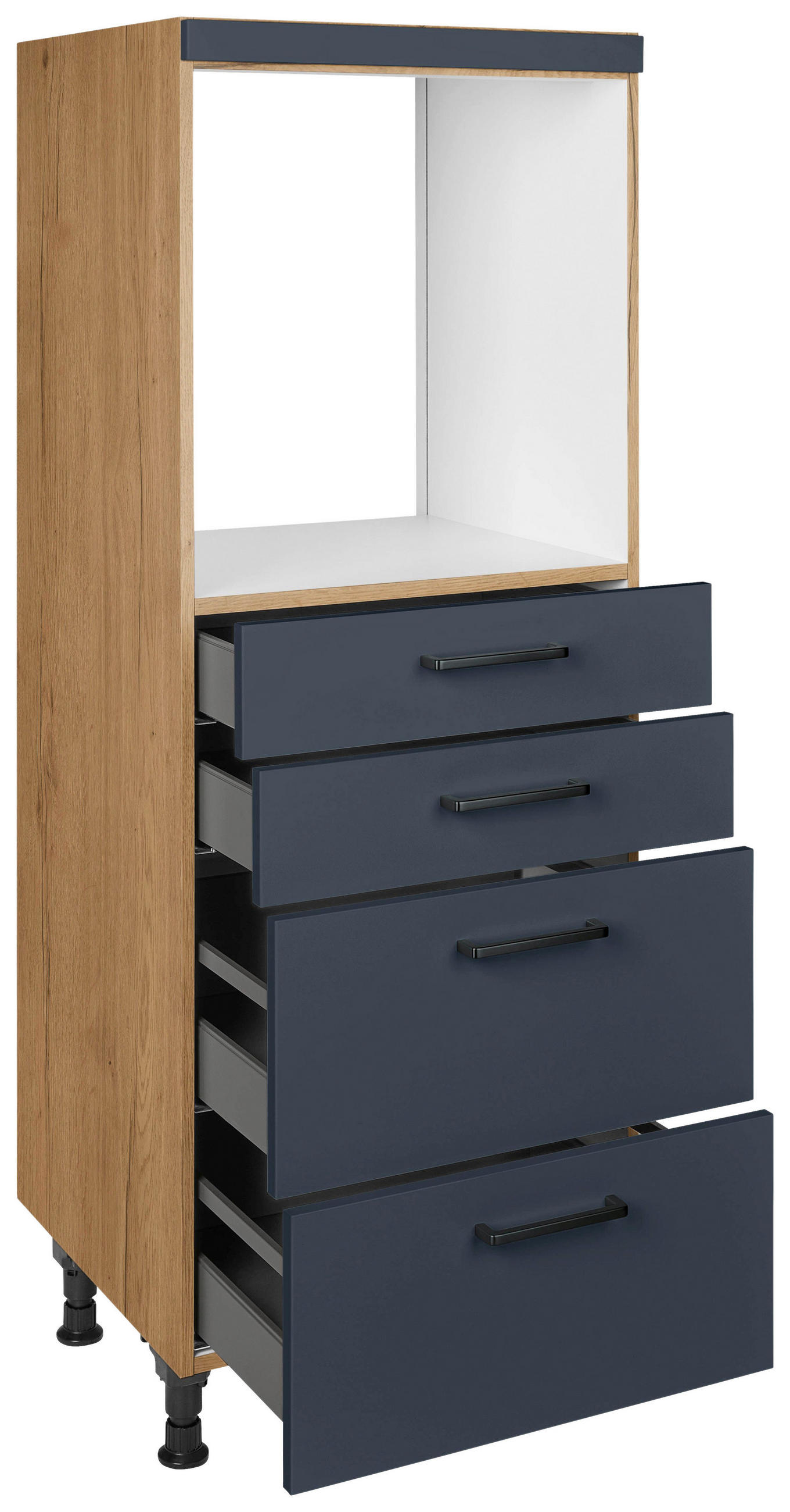 GERÄTEUMBAUSCHRANK 60/168/58 cm  in Blau, Eichefarben  - Blau/Eichefarben, MODERN, Holzwerkstoff/Metall (60/168/58cm) - Nobilia