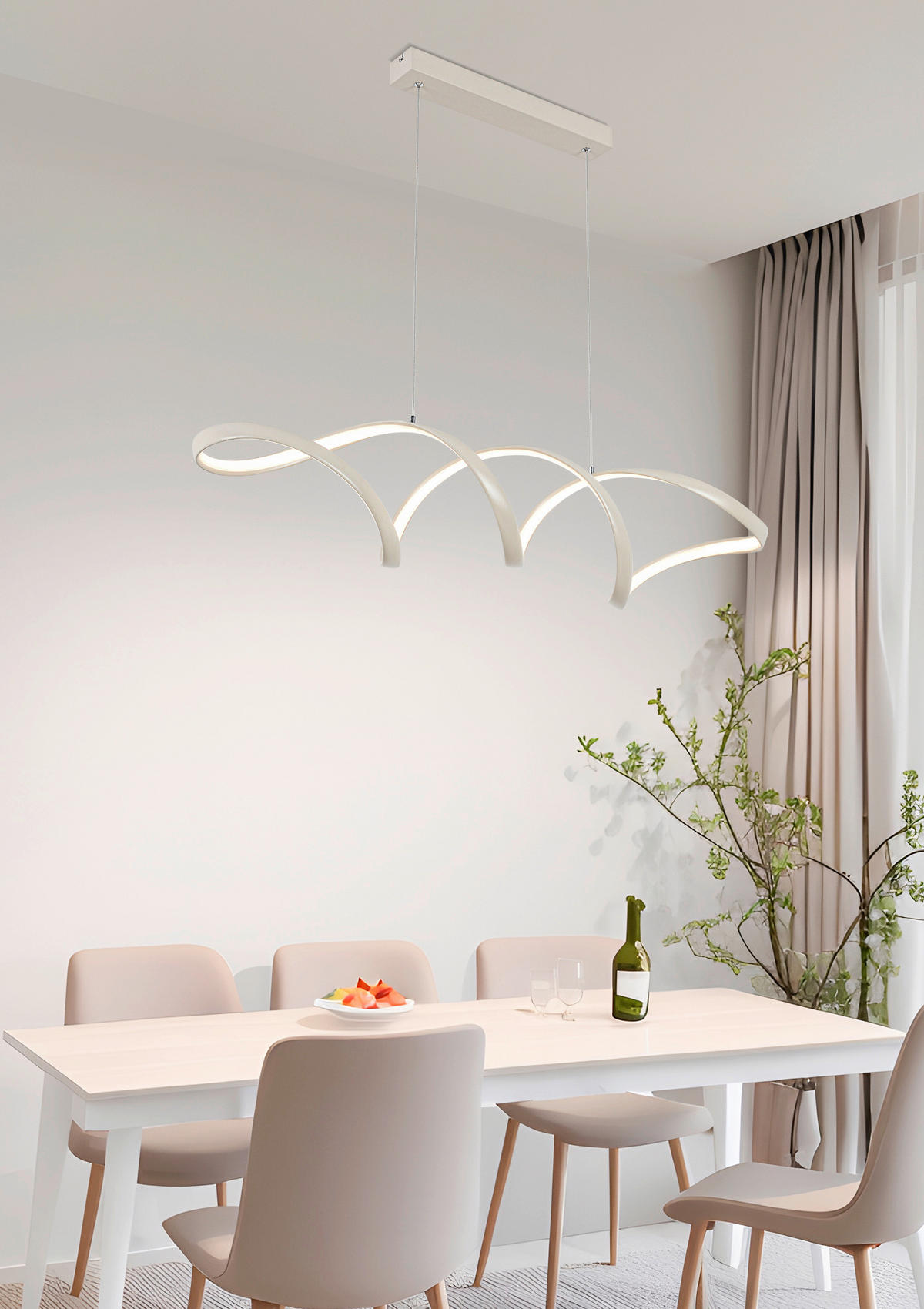 LED FÜGGŐLÁMPA 100/22/120 cm  - homokszínű, Design, műanyag/fém (100/22/120cm) - Novel