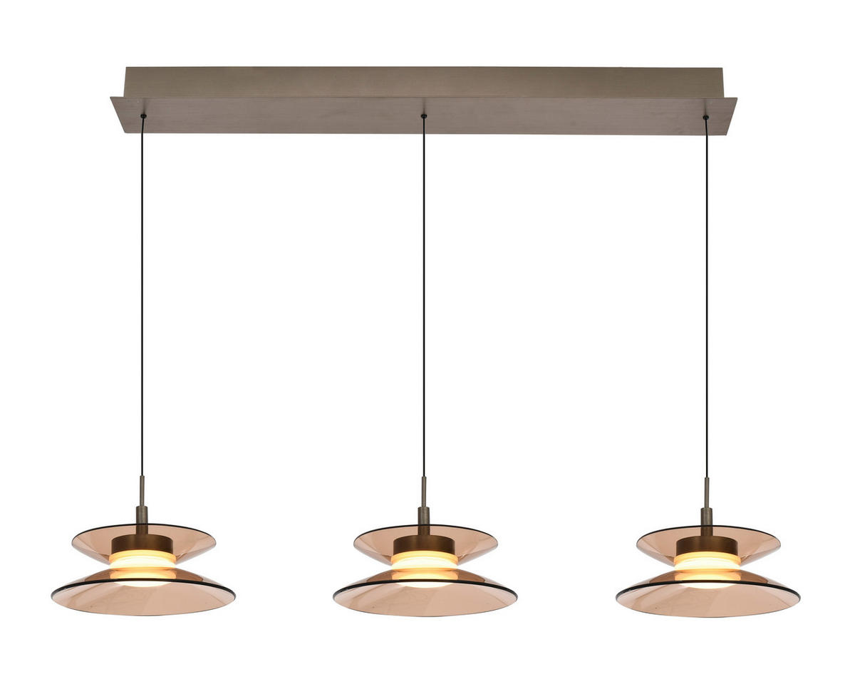 LED-HÄNGELEUCHTE Crema 96/150/22 cm  - Bronzefarben, Design, Glas/Metall (96/150/22cm)