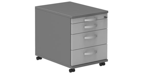 ROLLCONTAINER Anthrazit, Grau, Alufarben - Anthrazit/Alufarben, KONVENTIONELL, Holzwerkstoff/Metall (42,7/54,4/60cm) - Moderano