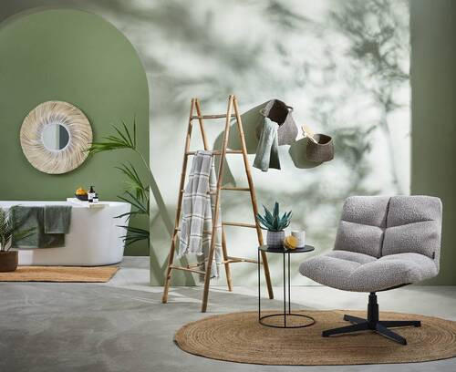 SESSEL Bouclé Sandfarben    - Sandfarben/Schwarz, Design, Textil/Metall (75/80/75cm) - Ambia Home