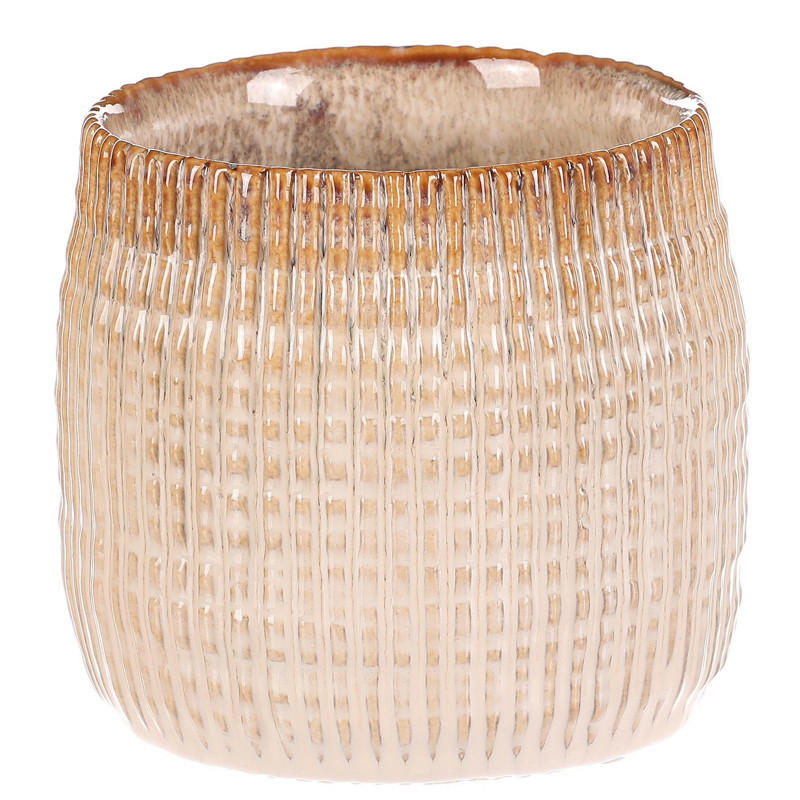 KVETINÁČ keramika, 12/12/11 cm - béžová, Basics, keramika (12/12/11cm)