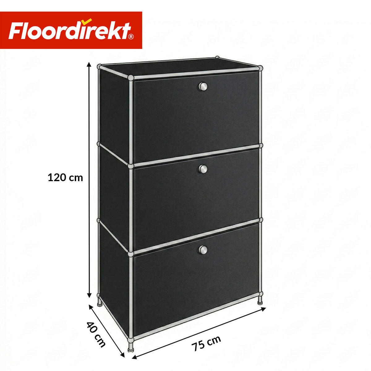 SIDEBOARD Concept Epure MK-129 75/120/40 cm  - Schwarz, Basics, Metall (75/120/40cm) - Floordirekt