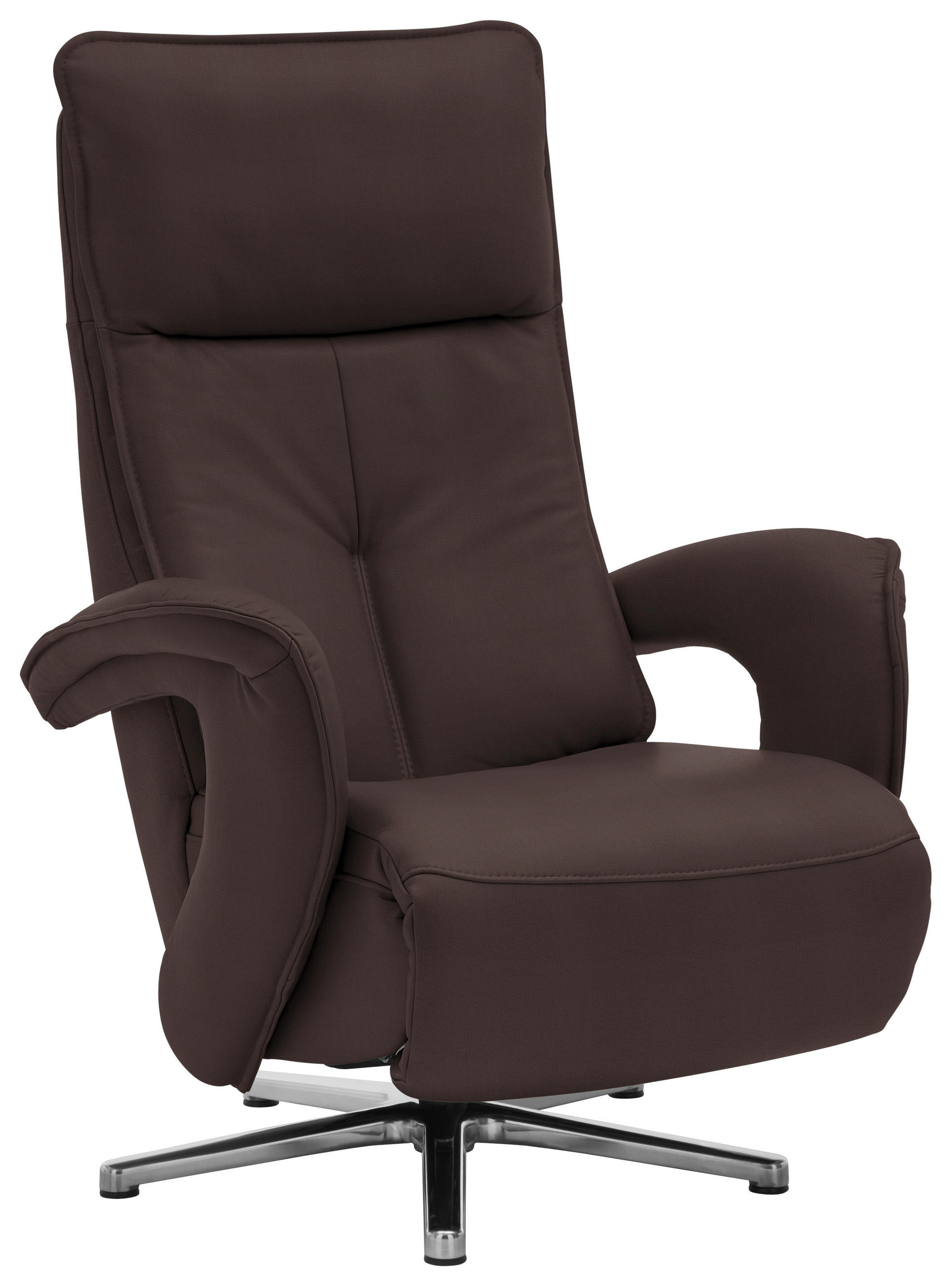 RELAXSESSEL in Leder Dunkelbraun  - Edelstahlfarben/Dunkelbraun, Design, Leder/Metall (77/110/87cm) - Valdera