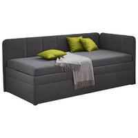 POLSTERLIEGE Webstoff Anthrazit  - Birkefarben/Anthrazit, KONVENTIONELL, Holz/Kunststoff (90/200cm) - Carryhome
