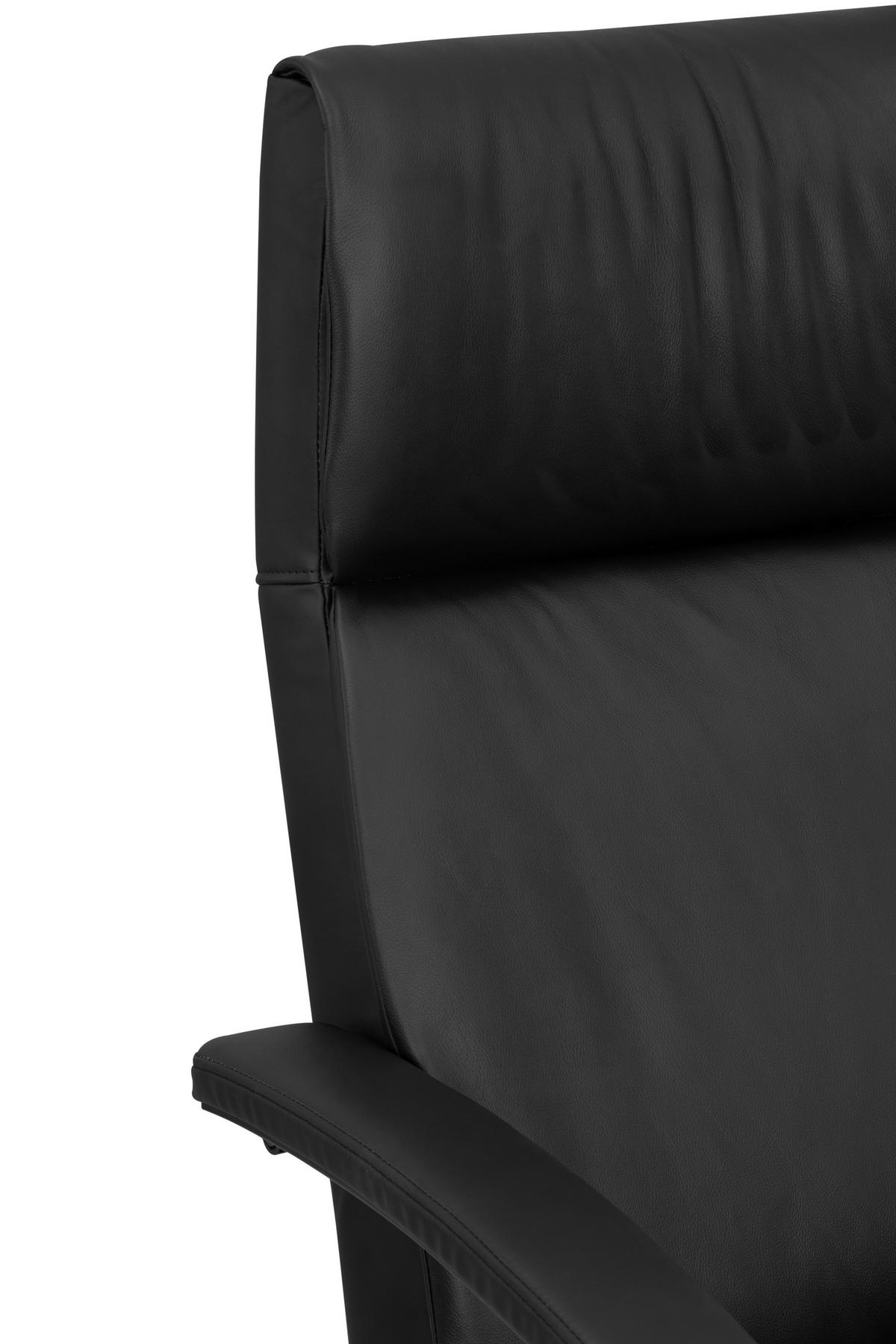 RELAXSESSEL Lederlook Kopfteilverstellung, Sitztiefenverstellung, Fußteilverstellung, Rücken echt    - Schwarz, Design, Textil/Metall (74/115/84cm) - Xora