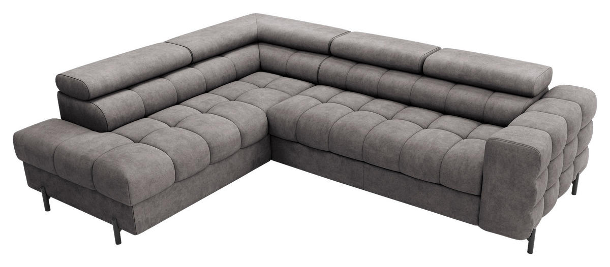 ECKSOFA FERUCCE in Chenille Grau  200/276 cm  - Schwarz/Grau, Design, Textil/Metall (200/276cm) - MID.YOU