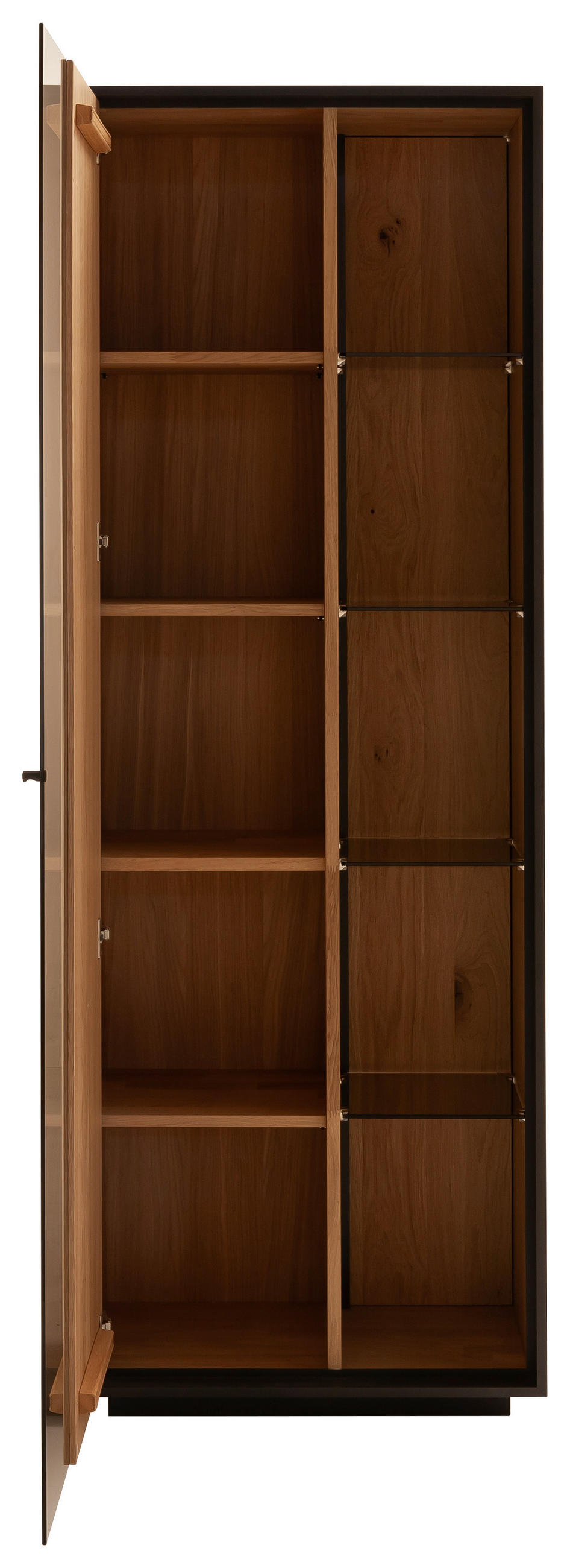 VITRINE  in massiv Kerneiche Eichefarben - Eichefarben/Anthrazit, Design, Glas/Holz (67/197/42cm) - Schöner Wohnen